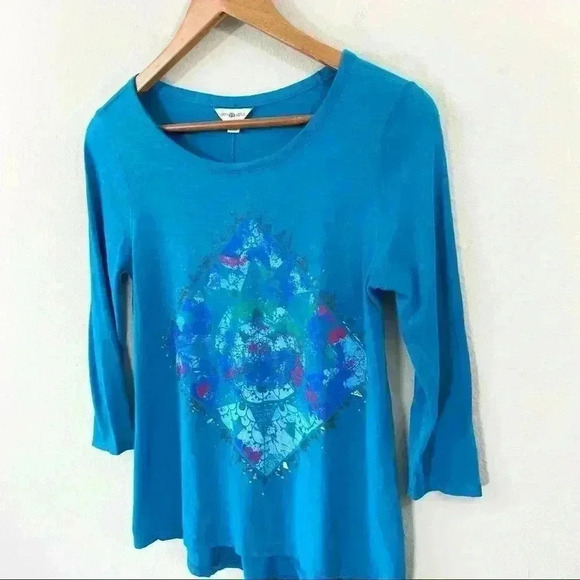 Lucky Lotus turquoise top - Picture 2 of 3